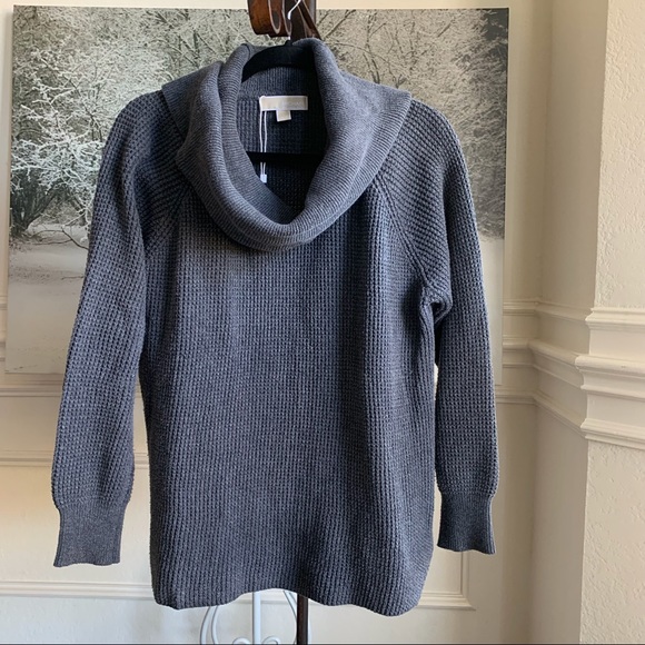 MICHAEL KORS CASUAL WAFFLE KNIT COWL NECK SWEATER - Picture 2 of 12